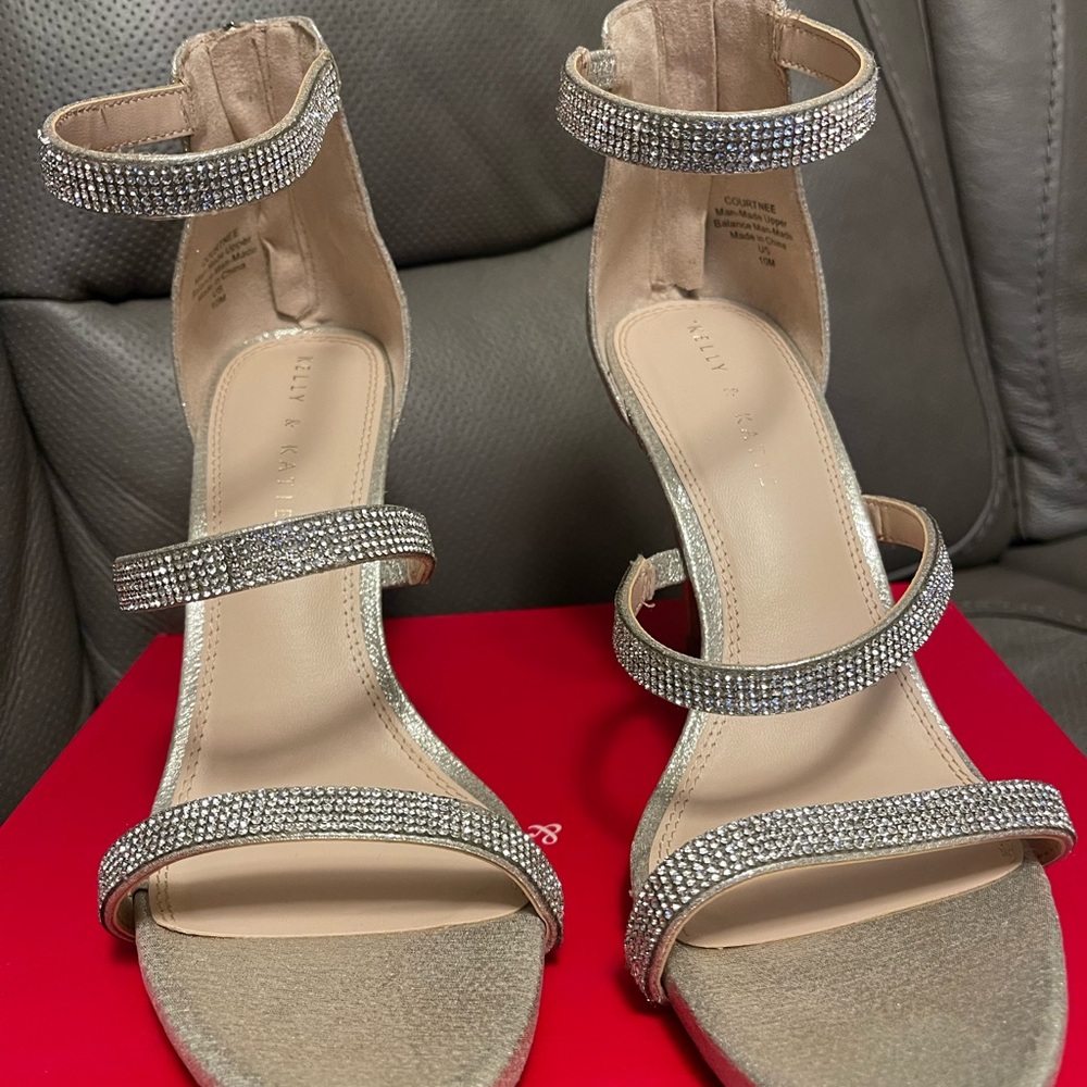 Gold high heeled sandals